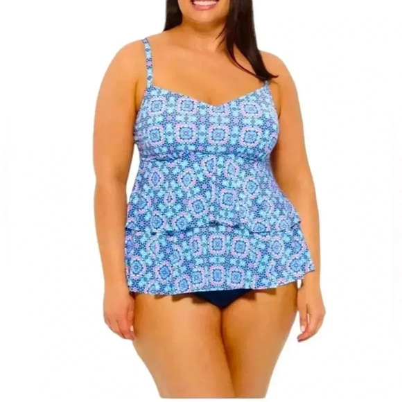 Christina, Tankini, Size 10, Blue, Pink & White ☀️ - Picture 3 of 9